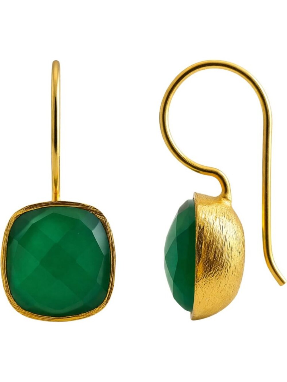 Handmade Natural Gemstone Drop Earrings - 10mm Cushion Cut, Sterling Silver